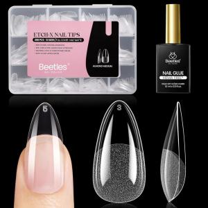 imageBeetles Gel Nail Kit EtchX Almond Short 288pcs 12 Sizes Nail tips 3Pcs 15ml HEMAFree Nail Glue Top Coat amp Base Gel Set for Acrylic and Clear Press On Nail Long Lasting Extension DIY Set at Home12 Almond Medium 288pcs Etch X Nail Kit