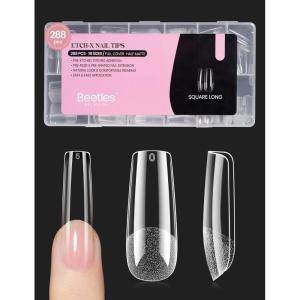 imageBeetles Gel Nail Kit EtchX Almond Short 288pcs 12 Sizes Nail tips with 10ml HemaFree Nail Glue Gel Glue on Nails for Acrylic Press On Nail PreEtched Half Matte Extension Set for Home DIY31Square Long 288pcsEtch X Nail Tips