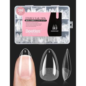 imageBeetles Gel Nail Kit EtchX Almond Short 288pcs 12 Sizes Nail tips with 10ml HemaFree Nail Glue Gel Glue on Nails for Acrylic Press On Nail PreEtched Half Matte Extension Set for Home DIY12Almond Short 288pcs Etch X Nail Tips