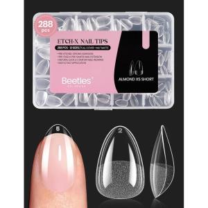 imageBeetles Gel Nail Kit EtchX Almond Short 288pcs 12 Sizes Nail tips with 10ml HemaFree Nail Glue Gel Glue on Nails for Acrylic Press On Nail PreEtched Half Matte Extension Set for Home DIY16Almond Extra Short 288pcsEtch X Nail Tips