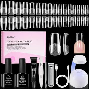 imageBeetles Gel Nail Kit FlatX Square Short 320pcs 16 Sizes Nail tips with 15g Nail Glue Gel HandsFree 75ml Base Gel amp Top Coat Mini Lamp for Acrylic Press On Nail Extension DIY Set at Home43 Square Medium 320pcs 16 Sizes FlatX Kit