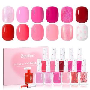 imageBeetles Pink Nail Polish Set  Loves Prism 12 Colors Valentine Quick Dry Nail Polish Set 5ml017 Fl Oz Salon Long Lasting DIY Nails Art Spring Valentines Nails Gifts for Her0Loves Prism