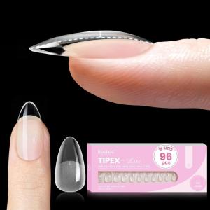 imageBeetles Tipex Lite Valentines Day Heart Cutout Nail Kit PreBuilt Apex Almond amp Stiletto Medium Nail Tips 192pcs Gel Nail Starter Set with UV Lamp Base amp Top Coat Glue Gel 6 Colors for DIY Art0CTipex LiteAlmond Short 96pcs