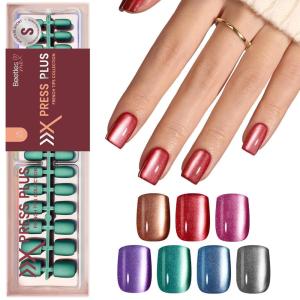 imageBeetles X Press Cat Eye Nails Kit  7 Colors Nude Cat Eye Press On Nails Medium Almond  224Pcs 16 Sizes AllinOne Kit With Nail GlueRemoverBuilder Top CoatNail Lamp Gift For Women08S SquareCat Eye Galaxy Aurora