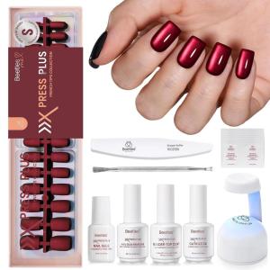 imageBeetles X Press Cat Eye Nails Kit  7 Colors Nude Cat Eye Press On Nails Medium Almond  224Pcs 16 Sizes AllinOne Kit With Nail GlueRemoverBuilder Top CoatNail Lamp Gift For Women6S SquareCat Eye Mystic Aurora Kit