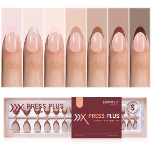 imageBeetles X Press Cat Eye Nails Kit  7 Colors Nude Cat Eye Press On Nails Medium Almond  224Pcs 16 Sizes AllinOne Kit With Nail GlueRemoverBuilder Top CoatNail Lamp Gift For Women05S AlmondCocoa Mousse French