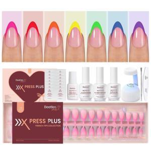 imageBeetles X Press Cat Eye Nails Kit  7 Colors Nude Cat Eye Press On Nails Medium Almond  224Pcs 16 Sizes AllinOne Kit With Nail GlueRemoverBuilder Top CoatNail Lamp Gift For Women3S AlmondConfetti French Kit