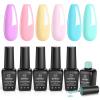 imageBeetles Fairy Garden Cat Eye Gel Nail Polish Set  6 Colors 15ML Spring Gel Polish Kit Glitter Pink Purple Blue Orange Red Green Magnetic Effect Soak Off UV Nail Art DIY Manicure Gift for WomenPastel Gel Color
