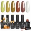imageBeetles Gel Polish Soft Beam Cat Eye Gel Nail Polish Set  6 Colors Nude Pink Brown Purple Glitter Gel Nail Kit Magnetic Shine Soak Off UV Winter Salon DIY Manicure Gift for Women00Garden Glade 6 Colors Gel Polish Set