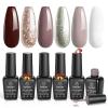 imageBeetles Gel Polish Soft Beam Cat Eye Gel Nail Polish Set  6 Colors Nude Pink Brown Purple Glitter Gel Nail Kit Magnetic Shine Soak Off UV Winter Salon DIY Manicure Gift for Women0006 Colors Ginerbread Gel Polish Set