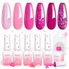 imageBeetles Rose Whispers Jelly Pink Gel Nail Polish Set  6 Colors Valentines Gel Polish Kit Jelly Pink Sheer Translucent Effect Soak Off UV Salon DIY Manicure Spring Gift for WomenPink Angel