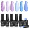 imageBeetles Rose Whispers Jelly Pink Gel Nail Polish Set  6 Colors Valentines Gel Polish Kit Jelly Pink Sheer Translucent Effect Soak Off UV Salon DIY Manicure Spring Gift for WomenBlue Pink Purple