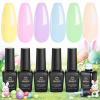 imageBeetles Rose Whispers Jelly Pink Gel Nail Polish Set  6 Colors Valentines Gel Polish Kit Jelly Pink Sheer Translucent Effect Soak Off UV Salon DIY Manicure Spring Gift for WomenCandy Land Soft Pastel