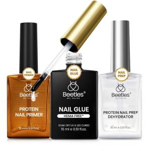 imageBeetles 3Pcs 15ml HEMAFree Nail Prep amp Glue Set Professional Protein Nail Prep AcidFree Dehydrate Bond Primer TPO Free 9 in 1 Nail Glue Gel for Nail Tips Clear Press On Nails Nail Extension00Nail Glue Protein Prep Dehydrator and Primer