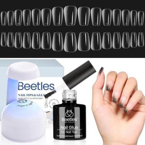 imageBeetles 3Pcs 15ml HEMAFree Nail Prep amp Glue Set Professional Protein Nail Prep AcidFree Dehydrate Bond Primer TPO Free 9 in 1 Nail Glue Gel for Nail Tips Clear Press On Nails Nail Extension06Short Coffin 510PCSclear kit