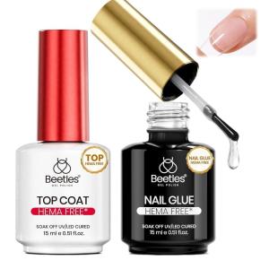 imageBeetles 3Pcs 15ml HEMAFree Nail Prep amp Glue Set Professional Protein Nail Prep AcidFree Dehydrate Bond Primer TPO Free 9 in 1 Nail Glue Gel for Nail Tips Clear Press On Nails Nail ExtensionClear