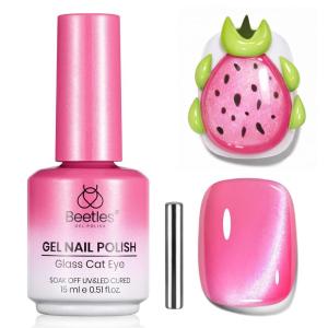 imageBeetles Cat Eye Gel Nail Polish  15ML 9D Cat Eye Chameleon Blue Glitter Gel Polish Magnetic Shimmer Effect Soak Off UV DIY Holo Blue Dream Manicure Gift for WomenAPitaya Glow