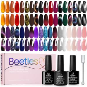 imageBeetles Cat Eye Gel Nail Polish Set  10 Colors Glitter Cat Eye Glint Gel Polish Kit Silver Nude Pink Blue Brown Purple Magnetic Shine Soak Off UV French Nail Art Salon DIY Manicure Gift for WomenTreasure Box