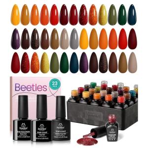 imageBeetles Cat Eye Gel Nail Polish Set  10 Colors Glitter Cat Eye Glint Gel Polish Kit Silver Nude Pink Blue Brown Purple Magnetic Shine Soak Off UV French Nail Art Salon DIY Manicure Gift for Women00 Cozy Campfire