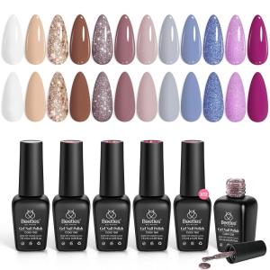 imageBeetles Cat Eye Gel Nail Polish Set  10 Colors Glitter Cat Eye Glint Gel Polish Kit Silver Nude Pink Blue Brown Purple Magnetic Shine Soak Off UV French Nail Art Salon DIY Manicure Gift for Women00 Soft Pluse