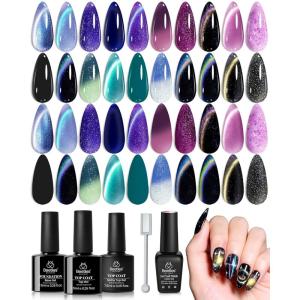 imageBeetles Cat Eye Gel Nail Polish Set  10 Colors Glitter Cat Eye Glint Gel Polish Kit Silver Nude Pink Blue Brown Purple Magnetic Shine Soak Off UV French Nail Art Salon DIY Manicure Gift for Women00 Stellar Mirage