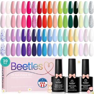 imageBeetles Cat Eye Gel Nail Polish Set  10 Colors Glitter Cat Eye Glint Gel Polish Kit Silver Nude Pink Blue Brown Purple Magnetic Shine Soak Off UV French Nail Art Salon DIY Manicure Gift for Women1  Floral Rhapsody Collection