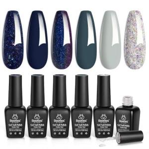 imageBeetles Fairy Garden Cat Eye Gel Nail Polish Set  6 Colors 15ML Spring Gel Polish Kit Glitter Pink Purple Blue Orange Red Green Magnetic Effect Soak Off UV Nail Art DIY Manicure Gift for Women00Starry Nightfall