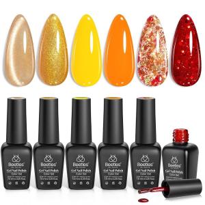 imageBeetles Fairy Garden Cat Eye Gel Nail Polish Set  6 Colors 15ML Spring Gel Polish Kit Glitter Pink Purple Blue Orange Red Green Magnetic Effect Soak Off UV Nail Art DIY Manicure Gift for Women0Daring Glow