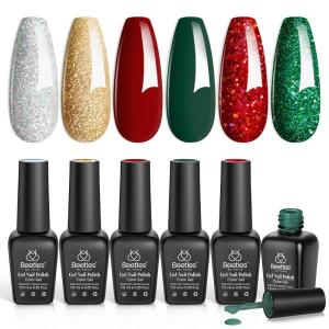 imageBeetles Fairy Prism Cat Eye Gel Nail Polish Set  6 Colors Glitter Cat Eye Gel Polish Kit Red Green Blue Pink Purple Magnetic Shine Soak Off UV Salon DIY Manicure Spring Gift for Women00Under the Mistletoe