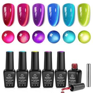 imageBeetles Fairy Prism Cat Eye Gel Nail Polish Set  6 Colors Glitter Cat Eye Gel Polish Kit Red Green Blue Pink Purple Magnetic Shine Soak Off UV Salon DIY Manicure Spring Gift for Women000Fairy Prism