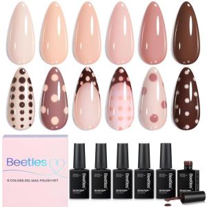 imageBeetles Gel Polish Soft Beam Cat Eye Gel Nail Polish Set  6 Colors Nude Pink Brown Purple Glitter Gel Nail Kit Magnetic Shine Soak Off UV Winter Salon DIY Manicure Gift for Women001 Colors Mauve