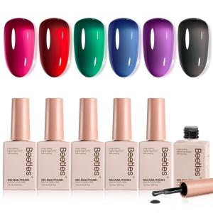 imageBeetles Gel Polish Soft Beam Cat Eye Gel Nail Polish Set  6 Colors Nude Pink Brown Purple Glitter Gel Nail Kit Magnetic Shine Soak Off UV Winter Salon DIY Manicure Gift for Women00Jelly Magic