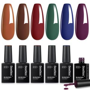 imageBeetles Gel Polish Soft Beam Cat Eye Gel Nail Polish Set  6 Colors Nude Pink Brown Purple Glitter Gel Nail Kit Magnetic Shine Soak Off UV Winter Salon DIY Manicure Gift for Women000Twilight Grove Whisper