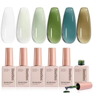 imageBeetles Gel Polish Soft Beam Cat Eye Gel Nail Polish Set  6 Colors Nude Pink Brown Purple Glitter Gel Nail Kit Magnetic Shine Soak Off UV Winter Salon DIY Manicure Gift for Women000Forest Veil