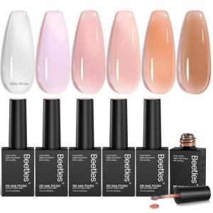 imageBeetles Gel Polish Soft Beam Cat Eye Gel Nail Polish Set  6 Colors Nude Pink Brown Purple Glitter Gel Nail Kit Magnetic Shine Soak Off UV Winter Salon DIY Manicure Gift for Women000Sheer Elegance