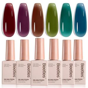imageBeetles Gel Polish Soft Beam Cat Eye Gel Nail Polish Set  6 Colors Nude Pink Brown Purple Glitter Gel Nail Kit Magnetic Shine Soak Off UV Winter Salon DIY Manicure Gift for Women000Midnight Syrup