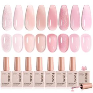 imageBeetles Petal Charm Cat Eye Gel Nail Polish Set  6 Colors 15ML Spring Gel Polish Kit Glitter Pink Purple Blue Orange Red Green Magnetic Effect Soak Off UV Nail Art DIY Manicure Gift for Women008 colors Soft Whisper