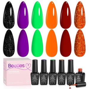 imageBeetles Petal Charm Cat Eye Gel Nail Polish Set  6 Colors 15ML Spring Gel Polish Kit Glitter Pink Purple Blue Orange Red Green Magnetic Effect Soak Off UV Nail Art DIY Manicure Gift for Women0Hocus Pocus
