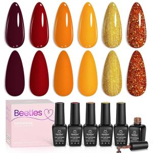 imageBeetles Petal Charm Cat Eye Gel Nail Polish Set  6 Colors 15ML Spring Gel Polish Kit Glitter Pink Purple Blue Orange Red Green Magnetic Effect Soak Off UV Nail Art DIY Manicure Gift for Women000Golden Blessing