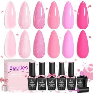 imageBeetles Petal Charm Cat Eye Gel Nail Polish Set  6 Colors 15ML Spring Gel Polish Kit Glitter Pink Purple Blue Orange Red Green Magnetic Effect Soak Off UV Nail Art DIY Manicure Gift for Women00Sweet Dream