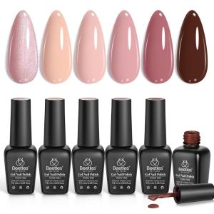 imageBeetles Petal Charm Cat Eye Gel Nail Polish Set  6 Colors 15ML Spring Gel Polish Kit Glitter Pink Purple Blue Orange Red Green Magnetic Effect Soak Off UV Nail Art DIY Manicure Gift for Women006 Colors Treasures on Tip