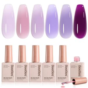 imageBeetles Petal Charm Cat Eye Gel Nail Polish Set  6 Colors 15ML Spring Gel Polish Kit Glitter Pink Purple Blue Orange Red Green Magnetic Effect Soak Off UV Nail Art DIY Manicure Gift for Women000Amethyst Realm