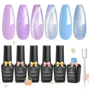imageBeetles Petal Charm Cat Eye Gel Nail Polish Set  6 Colors 15ML Spring Gel Polish Kit Glitter Pink Purple Blue Orange Red Green Magnetic Effect Soak Off UV Nail Art DIY Manicure Gift for WomenDreamscape Wander