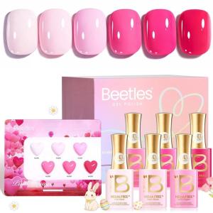 imageBeetles Pink Gel Polish Set  Pinks Escape 15ML051Fl Oz 6 Colors Hema Free Pink Gel Nail Polish Set Same Color Same Bottle Valentines Nails Long Lasting Soak Off UV LED Nail Lamp Gifts for HerPink Escape