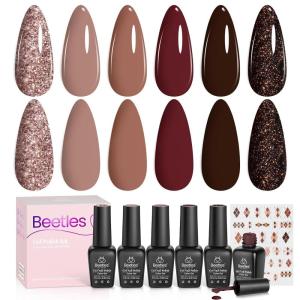 imageBeetles Rose Whispers Jelly Pink Gel Nail Polish Set  6 Colors Valentines Gel Polish Kit Jelly Pink Sheer Translucent Effect Soak Off UV Salon DIY Manicure Spring Gift for Women000Academia Aesthetic