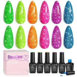 imageBeetles Rose Whispers Jelly Pink Gel Nail Polish Set  6 Colors Valentines Gel Polish Kit Jelly Pink Sheer Translucent Effect Soak Off UV Salon DIY Manicure Spring Gift for WomenNeon Carnival