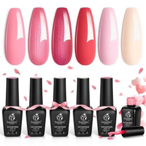 imageBeetles Rose Whispers Jelly Pink Gel Nail Polish Set  6 Colors Valentines Gel Polish Kit Jelly Pink Sheer Translucent Effect Soak Off UV Salon DIY Manicure Spring Gift for Women4 Colors The Garden of Eden