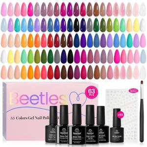 imageBeetles So In Love Collection  Glow In Love Valentine Gel Nail Polish Set Pink Gel Nail Art Set with Base Top Coat Mini Rose Bouquet Salon DIY at Home Valentines Day Gift for Women Wife Girlfriend055 Colors Vibrarnt Holiday Collection