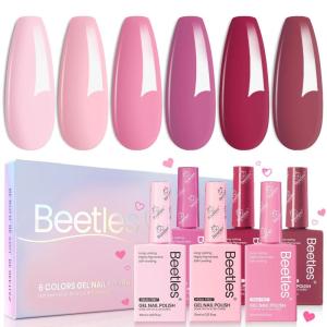 imagebeetles Purple Gel Polish Set  6 Colors Cassis Night Collection HEMAFree 15ml Dark Purple Glitter Shimmer Color Nails with Swatch Card Home Salon Soak Off UV LED Valentines Gift for WomenRomantic Blush
