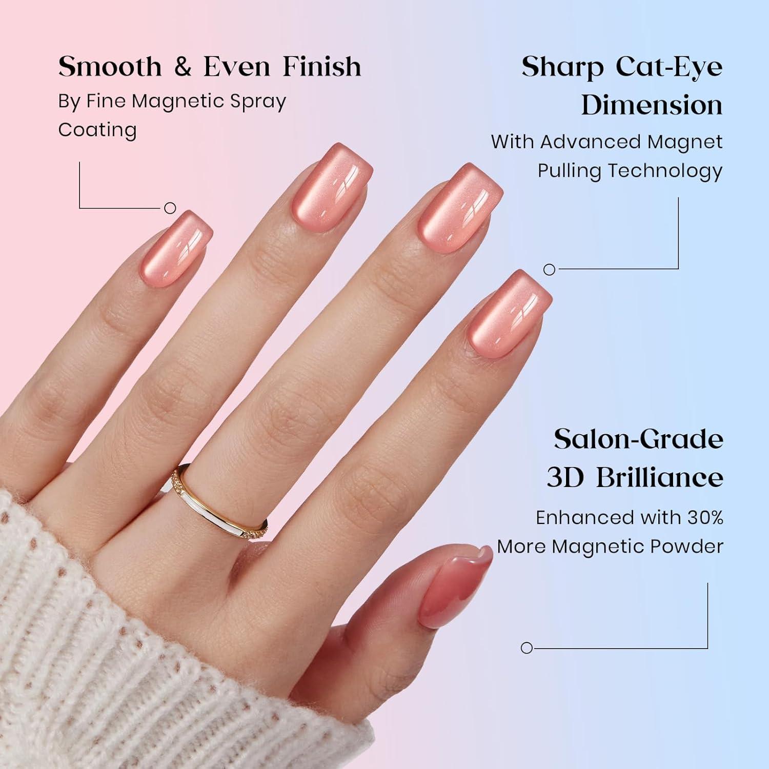 imageBeetles Cat Eye Press On Nails  Enchanted Aurora  7 Colors Medium Almond Press On Nails  16 Sizes 224 Pcs Natural Salon Quality For Red Blue Purple Nails St Patrick Day1S SquareCat Eye Fizz Aurora